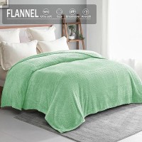 Exclusivo Mezcla Mint Green Fleece Twin Size Blanket For Bed Super Soft Cozy Blankets With Decorative Wave Textured Lightweigh