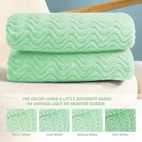 Exclusivo Mezcla Mint Green Fleece Twin Size Blanket For Bed Super Soft Cozy Blankets With Decorative Wave Textured Lightweigh