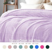 Exclusivo Mezcla Lilac Purple Fleece Throw Blanket For Couch Bed Super Soft Cozy Blankets With Decorative Wave Textured Lightw