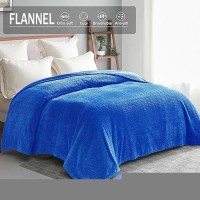 Exclusivo Mezcla Cobalt Blue Fleece Queen Size Blanket For Bed Super Soft Cozy Blankets With Decorative Wave Textured Lightwei