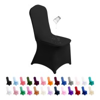 Supero Waterproof Spandex Chair Cover 100Pcs, Stretch Dining Chair Covers, Polyester Outdoor Chair Covers, Protector Stretch Chair Cover For Party Universal, Banquet, Wedding Event, Hotel(Black)