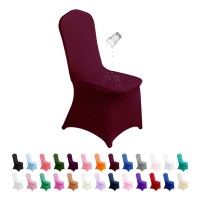 Supero Waterproof Spandex Chair Cover 25Pcs, Stretch Dining Chair Covers, Polyester Outdoor Chair Covers, Protector Stretch Chair Cover For Party Universal, Banquet, Wedding Event, Hotel(Burgundy)