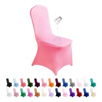 Supero Waterproof Spandex Chair Cover 25Pcs, Stretch Dining Chair Covers, Polyester Outdoor Chair Covers, Protector Stretch Chair Cover For Party Universal, Banquet, Wedding Event, Hotel(Pink)