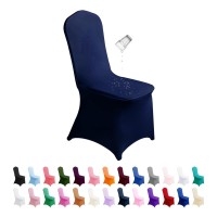 Supero Waterproof Spandex Chair Cover 25Pcs, Stretch Dining Chair Covers, Polyester Outdoor Chair Covers, Protector Stretch Chair Cover For Party Universal, Banquet, Wedding Event, Hotel(Navy)