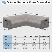 Outdoorlines Waterproof Outdoor Patio Sectional Cover - Uv Resistant & Windproof V-Shaped Patio Furniture Covers For Deck, Lawn And Backyard, 420D Heavy Duty Couch Cover 89