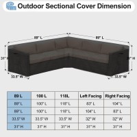 Outdoorlines Waterproof Outdoor Patio Sectional Cover - Uv Resistant & Windproof V-Shaped Patio Furniture Covers For Deck, Lawn And Backyard, 420D Heavy Duty Couch Cover 89