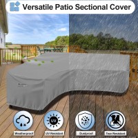 Outdoorlines Waterproof Outdoor Patio Sectional Cover - Uv Resistant & Windproof V-Shaped Patio Furniture Covers For Deck, Lawn And Backyard, 420D Heavy Duty Couch Cover 100