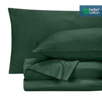 Royale Linens 400 Thread Count 100% American Grown Cotton 4 Piece Sateen Queen Sheet Set - 1 Fitted Sheet  1 Flat Sheet  2 Pillow Case - Green Queen Bedsheet - Cotton Sheets - (Queen  Emerald)