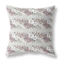 Lily Garden Stripes Broadcloth Indoor Outdoor Blown And Closed Pillow By Amrita Sen In Grey Pink