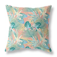 Plant Illusion Broadcloth Indoor Outdoor Blown And Closed Pillow By Amrita Sen In Light Blue Peach