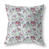 Roses Sprayed Stars Broadcloth Indoor Outdoor Blown And Closed Pillow By Amrita Sen In Light Green Magenta