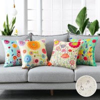 Artscope Set Of 4 Decorative Throw Pillow Covers 20X20 Inches, Flowers Pattern Waterproof Cushion Covers, Perfect To Outdoor Patio Garden Living Room Sofa Farmhouse Decor