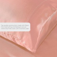 Satin Sheets Queen 4Piece Blush Pink Hotel Luxury Silky Bed Sheets Extra Soft 1800 Microfiber Sheet Set Wrinkle Fade St