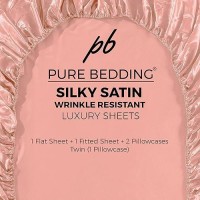 Satin Sheets Queen 4Piece Blush Pink Hotel Luxury Silky Bed Sheets Extra Soft 1800 Microfiber Sheet Set Wrinkle Fade St