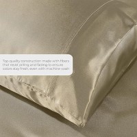 Satin Sheets Full 4Piece Taupe Hotel Luxury Silky Bed Sheets Extra Soft 1800 Microfiber Sheet Set Wrinkle Fade Stain Re