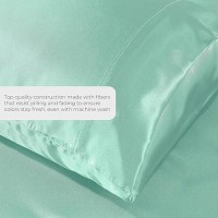 Satin Sheets Full 4Piece Turquoise Hotel Luxury Silky Bed Sheets Extra Soft 1800 Microfiber Sheet Set Wrinkle Fade Stai