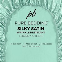 Satin Sheets Full 4Piece Turquoise Hotel Luxury Silky Bed Sheets Extra Soft 1800 Microfiber Sheet Set Wrinkle Fade Stai