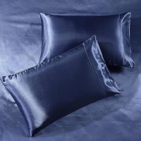 Satin Sheets King 4Piece Midnight Blue Hotel Luxury Silky Bed Sheets Extra Soft 1800 Microfiber Sheet Set Wrinkle Fade