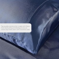 Satin Sheets King 4Piece Midnight Blue Hotel Luxury Silky Bed Sheets Extra Soft 1800 Microfiber Sheet Set Wrinkle Fade