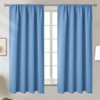 Bgment Denim Blue Curtains 63Inches Length For Bedroom Rod Pocket Thermal Insulated Room Darkening Window Drapes For Nursery L