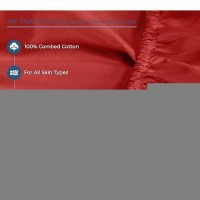 Royale Linens 400 Thread Count 100% American Grown Cotton 4 Piece Sateen King Sheet Set - 1 Fitted Sheet  1 Flat Sheet  2 Pillow Case - Red Bedsheet - Cotton Sheets - (King  Red)