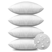 Otostar Premium Outdoor Pillow Inserts 20X20 Inch Set Of 4 Waterproof Throw Pillow Inserts Square Garden Patio Pillow Stuffer Form Decorative Outdoor Pillows For Couch Bed Sham Cushion Stuffer (White)