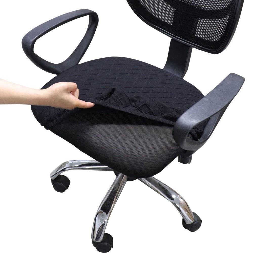 Melaluxe Stretch Jacquard Office Chair Cover Removable Washable Desk Chair Cover Rotating Chair Seat Slipcover Black