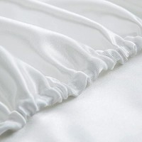 Homiest White Satin Fitted Sheet King Size Fitted Bed Sheet Deep Pocket Fitted Sheet Only Luxury Ultra Soft Bedding Fitted S