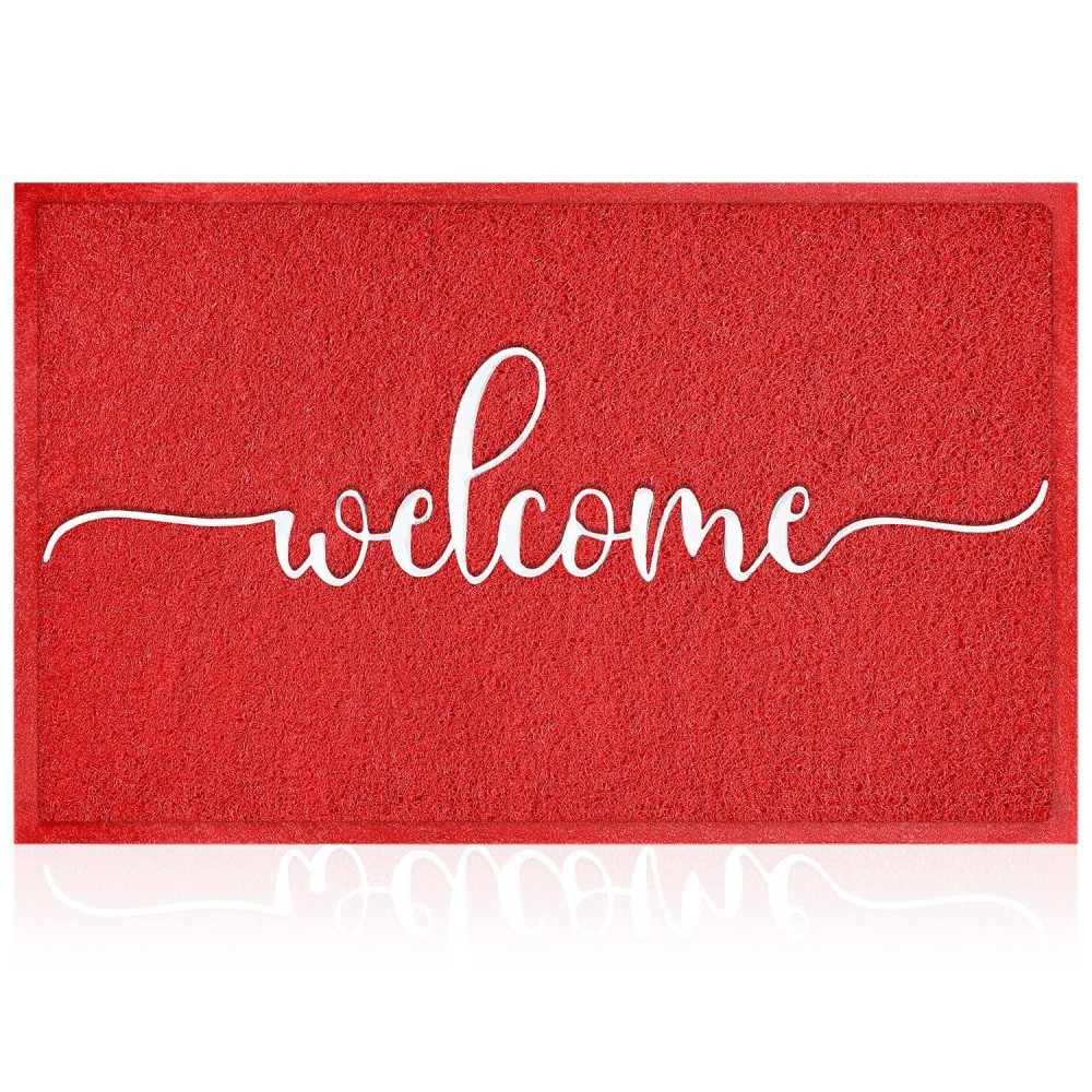 Aazzkang Red Door Mat Large 36X24 With Non Slip Rubber Backing Outside Inside Welcome Mats For Front Door Quickly Absorb Mud