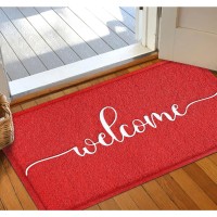 Aazzkang Red Door Mat Large 36X24 With Non Slip Rubber Backing Outside Inside Welcome Mats For Front Door Quickly Absorb Mud