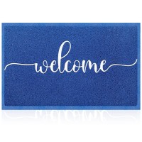 Aazzkang Blue Door Mat 36X24 Outdooor Entrance Large Welcome Doormat With Non Slip Rubber Backing Quickly Absorb Mud Outside