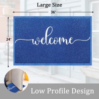 Aazzkang Blue Door Mat 36X24 Outdooor Entrance Large Welcome Doormat With Non Slip Rubber Backing Quickly Absorb Mud Outside