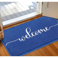 Aazzkang Blue Door Mat 36X24 Outdooor Entrance Large Welcome Doormat With Non Slip Rubber Backing Quickly Absorb Mud Outside