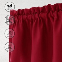 Hiasan Red Christmas Valance Curtains For Kitchen Blackout Thermal Insulated Rod Pocket Window Valances 42 X 12 Inches Length