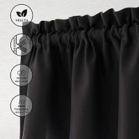 Hiasan Black Valance Curtains Blackout Rod Pocket Window Curtain Valances For Kitchen 42 X 12 Inches Length 1 Panel