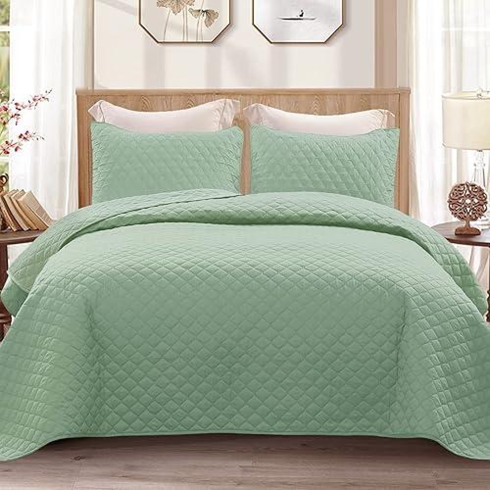 Exclusivo Mezcla Ultrasonic Reversible Twin Quilt Bedding Set With Pillow Sham Lightweight Quilts Twin Size Soft Bedspreads Be