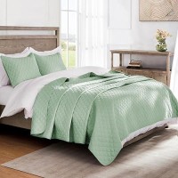 Exclusivo Mezcla Ultrasonic Reversible Full Queen Quilt Bedding Set With Pillow Shams Lightweight Quilts Queen Size Soft Bedsp