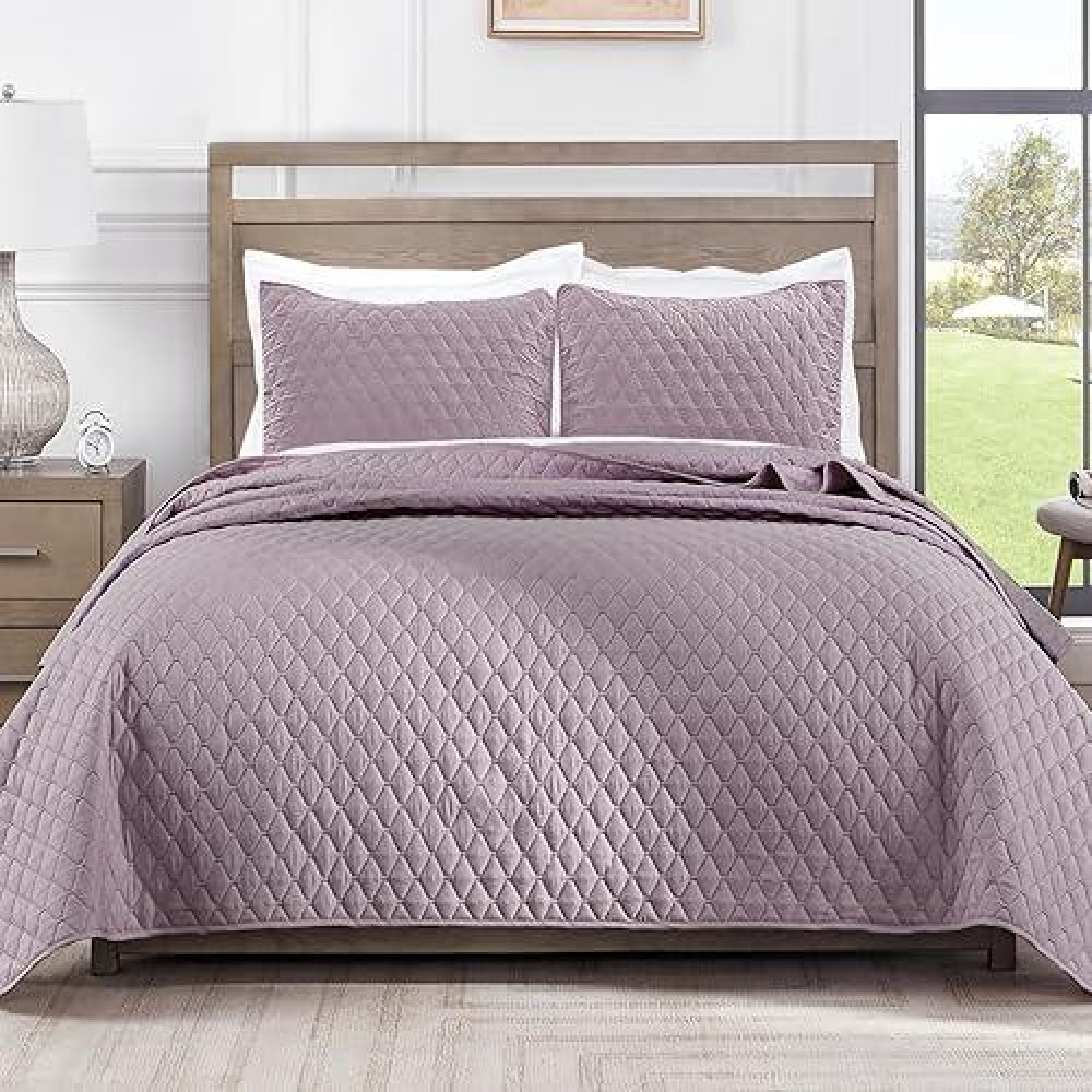 Exclusivo Mezcla Ultrasonic Reversible Full Queen Quilt Bedding Set With Pillow Shams Lightweight Quilts Queen Size Soft Bedsp