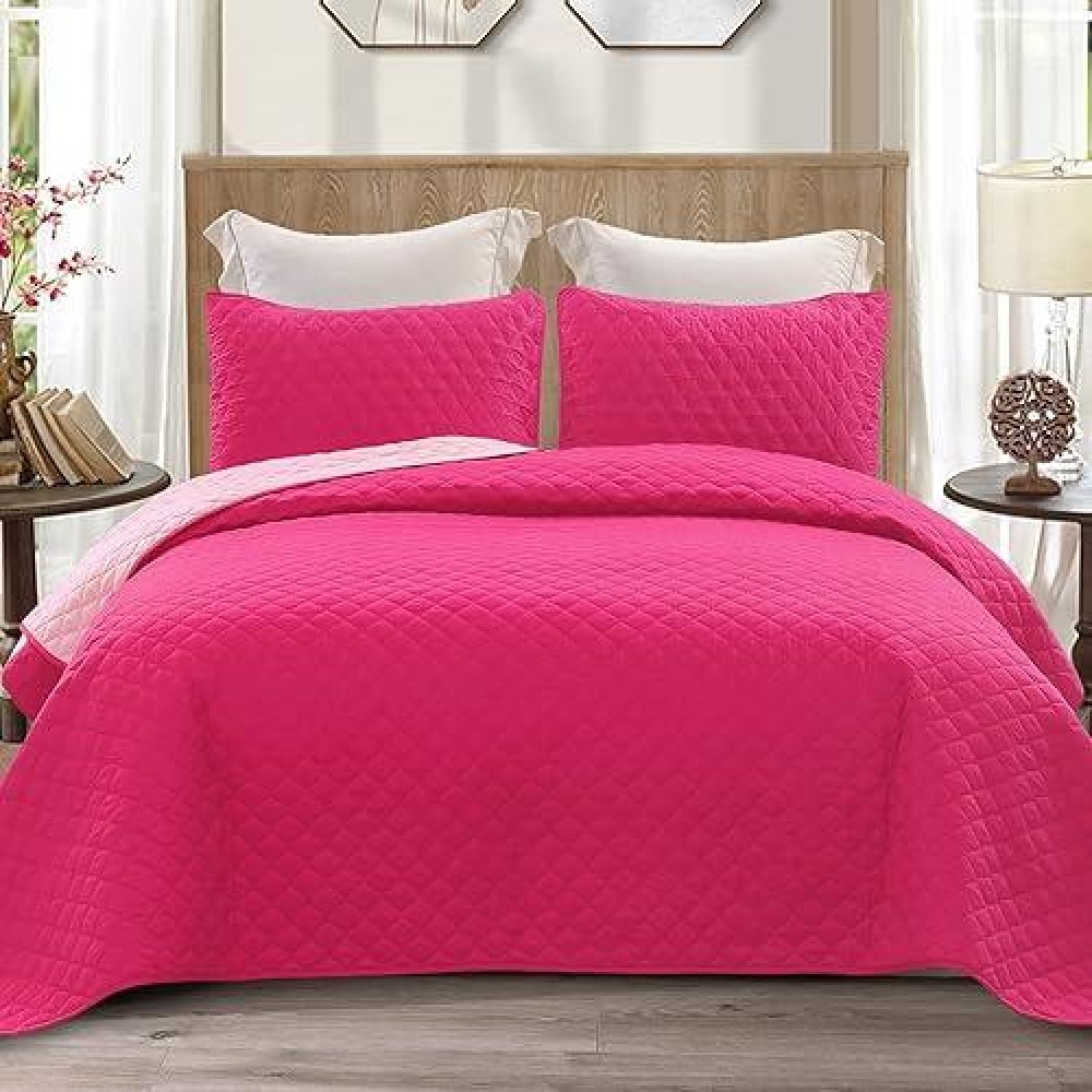 Exclusivo Mezcla Ultrasonic Reversible King Size Quilt Bedding Set With Pillow Shams Lightweight Quilts King Size Soft Bedspre