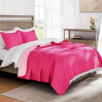 Exclusivo Mezcla Ultrasonic Reversible King Size Quilt Bedding Set With Pillow Shams Lightweight Quilts King Size Soft Bedspre