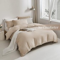 Mildly Super Soft Duvet Cover 100 Washed Microfiber Light Khaki Comforter Cover Set 3 Pieces With Zipper Closure Corner Tie