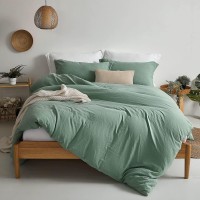 Mildly Super Soft Duvet Cover 100 Washed Microfiber Sage Green Comforter Cover Set 3 Pieces With Zipper Closure Corner Ties