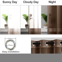 Hiasan Sheer Curtains For Bedroom With Tiebacks Grommet Light Filtering Lightweight Voile Textured Window Curtains For Living R