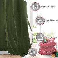 Hiasan Olive Green Sheer Curtains For Bedroom With Tiebacks Light Filtering Airy Voile Textured Drapes Lightweight Grommet Wind