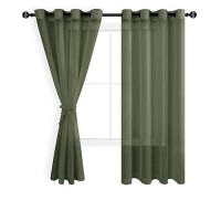 Hiasan Sheer Curtains For Living Room With Tieback Airy Breathable Voile Textured Drapes Light Filtering Grommet Window Curtain