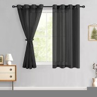 Hiasan Sheer Curtains For Bedroom With Tiebacks Grommet Light Filtering Lightweight Voile Window Curtains For Living Room Kids