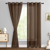 Hiasan Sheer Curtains For Bedroom With Tiebacks Light Filtering Airy Breathable Voile Drapes Lightweight Grommet Window Curtain