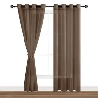 Hiasan Sheer Curtains For Bedroom With Tiebacks Light Filtering Airy Breathable Voile Drapes Lightweight Grommet Window Curtain