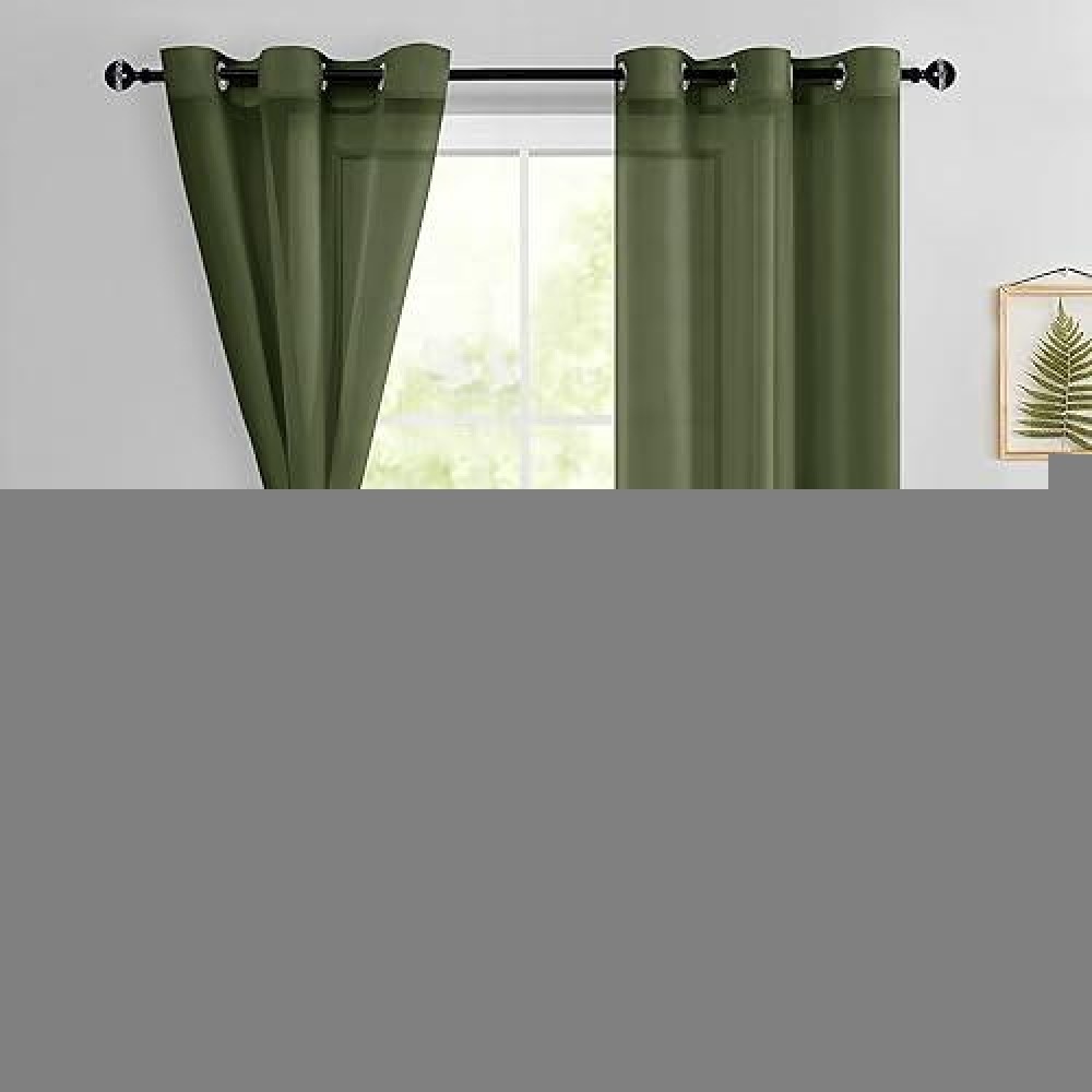 Hiasan Sheer Curtains For Living Room With Tiebacks Light Filtering Airy Voile Drapes Lightweight Window Curtains For Bedroom