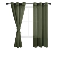 Hiasan Sheer Curtains For Living Room With Tiebacks Light Filtering Airy Voile Drapes Lightweight Window Curtains For Bedroom